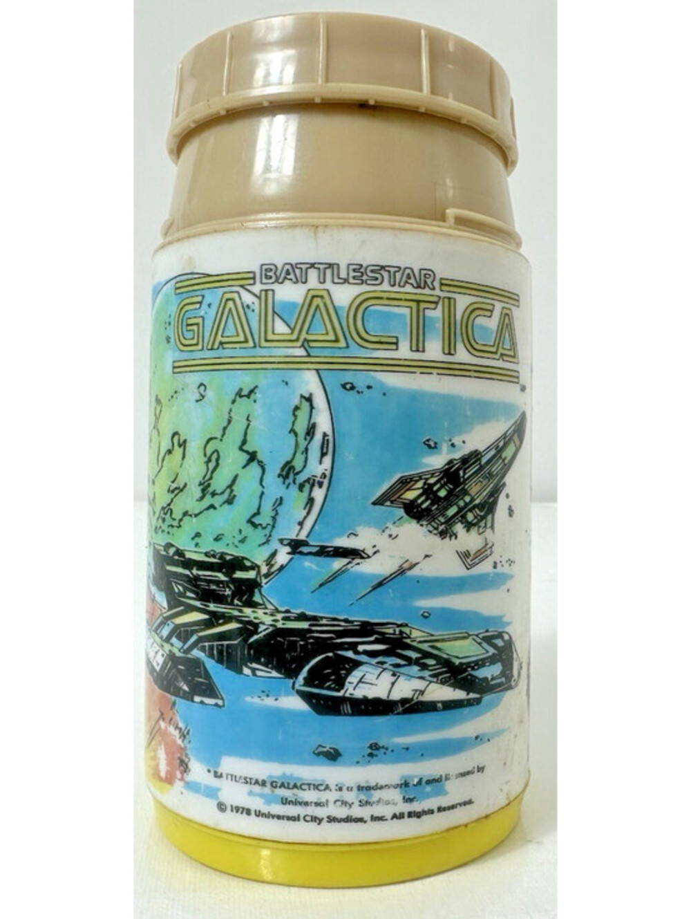 Vintage 1978 Battlestar Galactica Plastic Thermos Aladdin Universal Studios